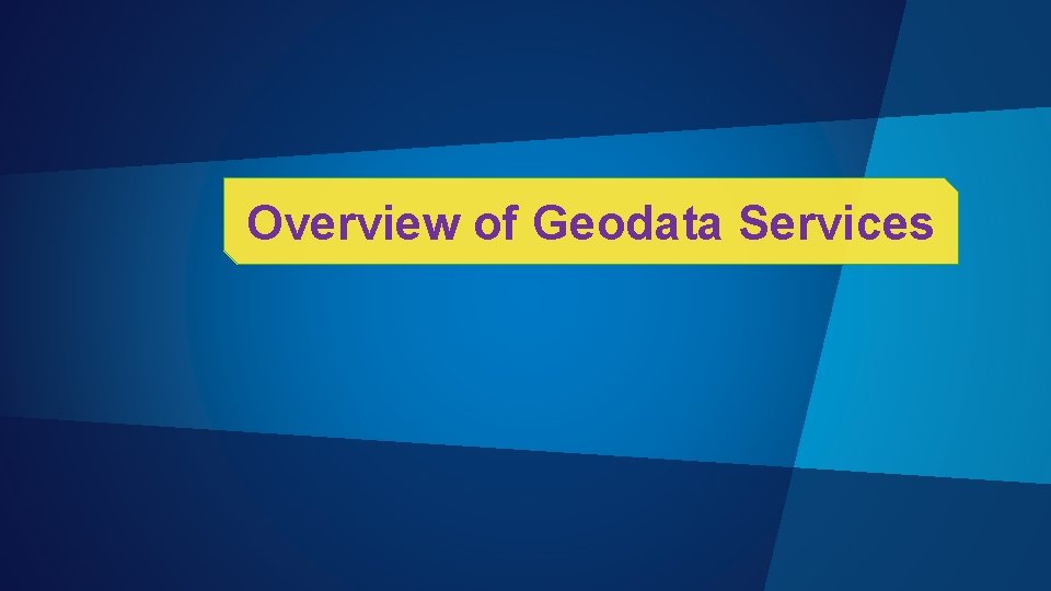 Overview of Geodata Services 