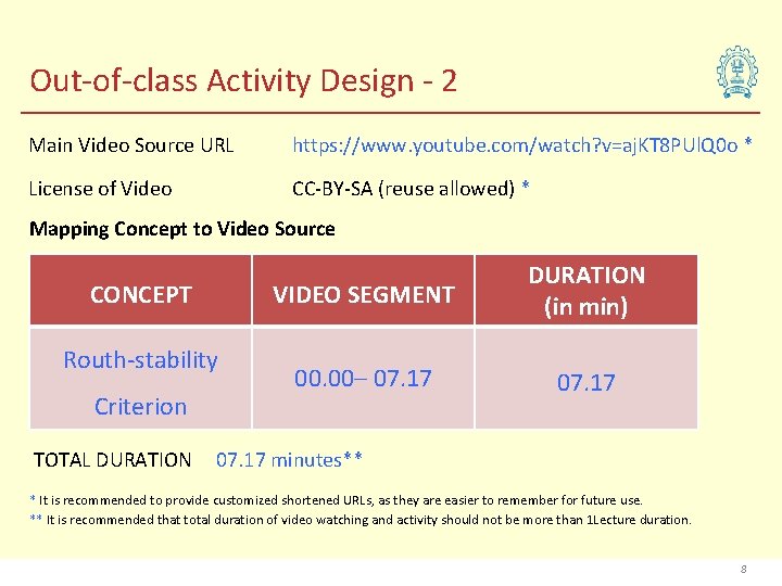 Out-of-class Activity Design - 2 Main Video Source URL https: //www. youtube. com/watch? v=aj.