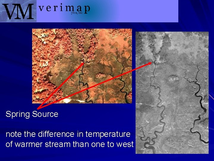 Spring Source note the difference in temperature of warmer stream than one to west