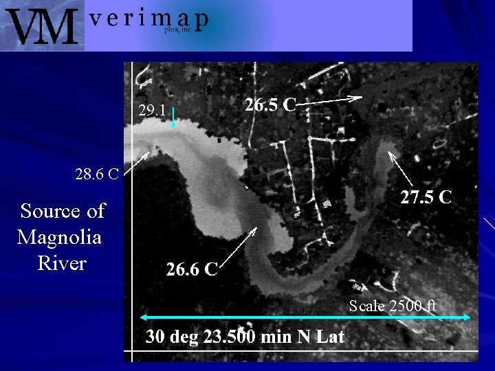 29. 1 28. 6 C Source of Magnolia River Scale 2500 ft 