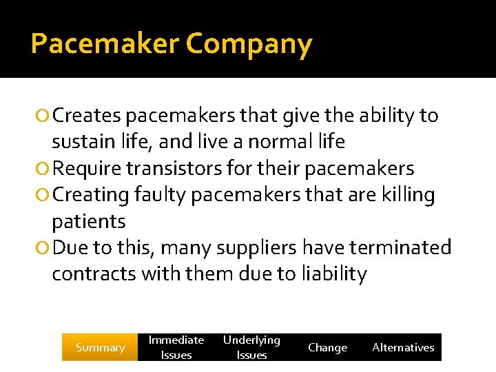 Pacemaker Company Creates pacemakers that give the ability to sustain life, and live a