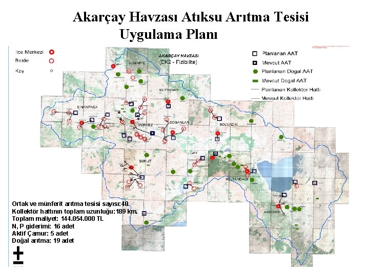 Akarçay Havzası Atıksu Arıtma Tesisi Uygulama Planı Ortak ve münferit arıtma tesisi sayısı: 40