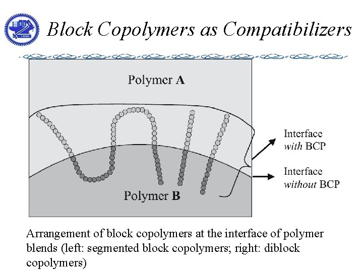 Block Copolymers as Compatibilizers Arrangement of block copolymers at the interface of polymer blends