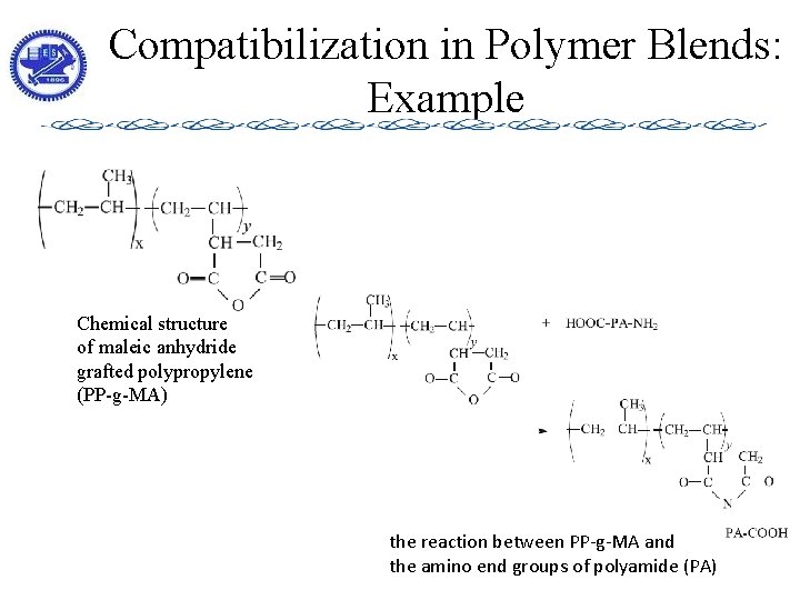 Compatibilization in Polymer Blends: Example Chemical structure of maleic anhydride grafted polypropylene (PP-g-MA) the