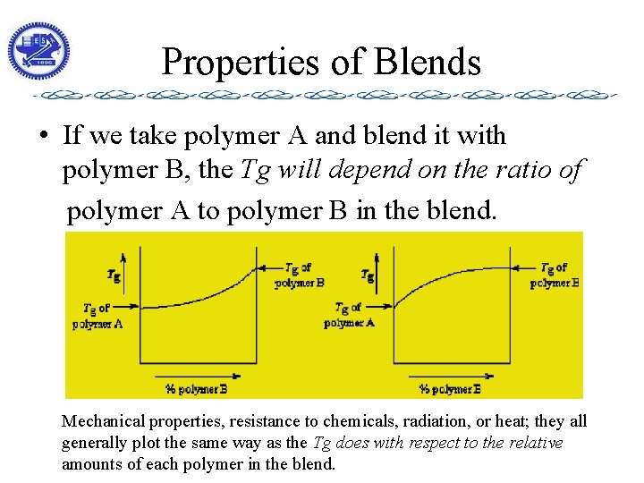 Properties of Blends • If we take polymer A and blend it with polymer