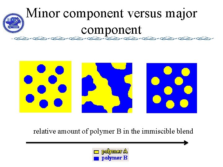 Minor component versus major component relative amount of polymer B in the immiscible blend