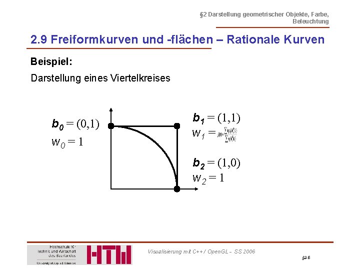 § 2 Darstellung geometrischer Objekte, Farbe, Beleuchtung 2. 9 Freiformkurven und -flächen – Rationale