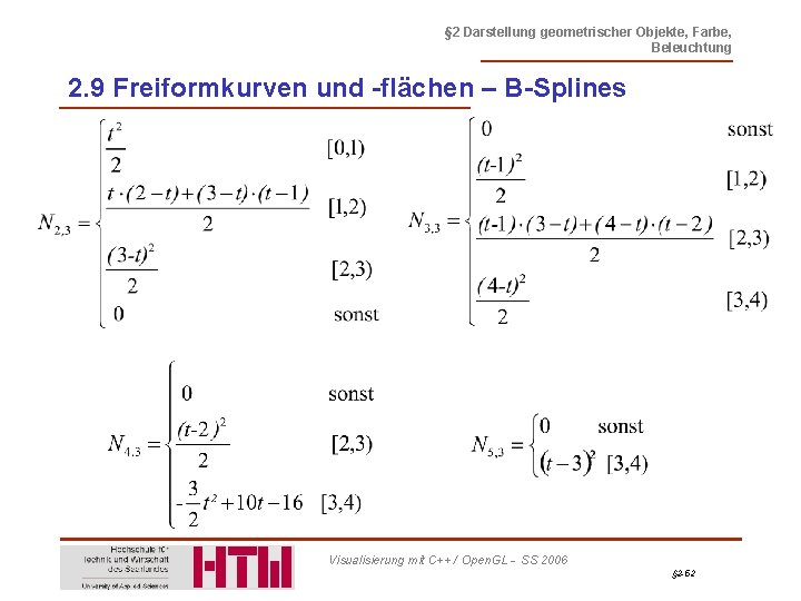 § 2 Darstellung geometrischer Objekte, Farbe, Beleuchtung 2. 9 Freiformkurven und -flächen – B-Splines