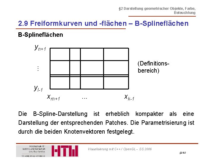 § 2 Darstellung geometrischer Objekte, Farbe, Beleuchtung 2. 9 Freiformkurven und -flächen – B-Splineflächen