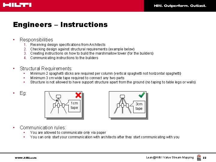 Engineers – Instructions • Responsibilities 1. 2. 3. 4. • Structural Requirements: • •