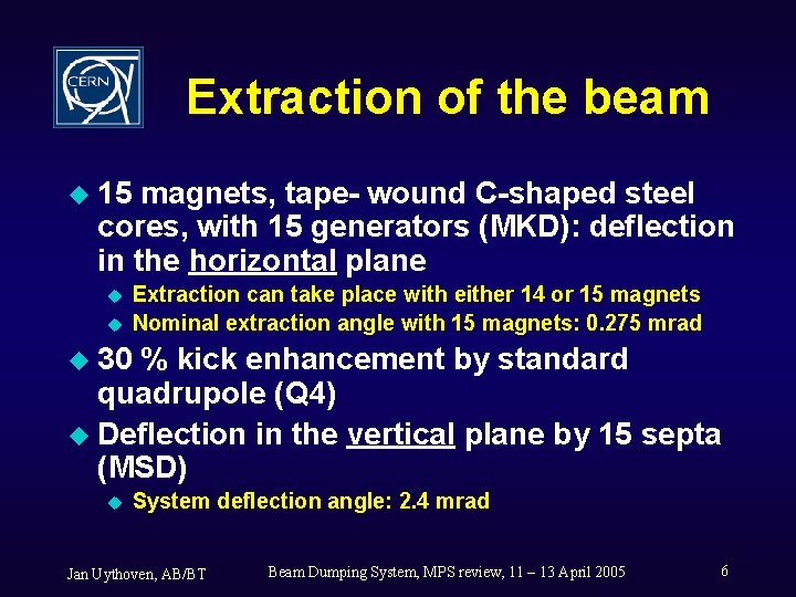 Extraction of the beam u 15 magnets, tape- wound C-shaped steel cores, with 15