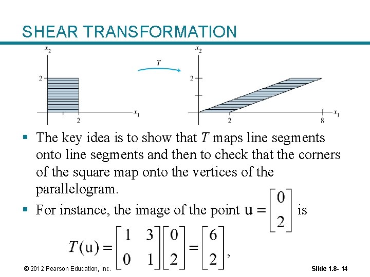 SHEAR TRANSFORMATION § The key idea is to show that T maps line segments