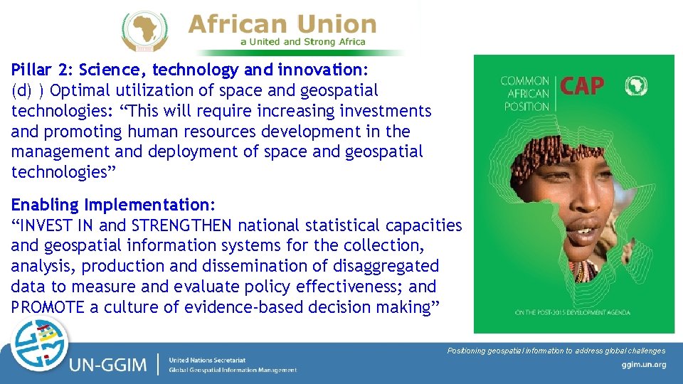 Pillar 2: Science, technology and innovation: (d) ) Optimal utilization of space and geospatial
