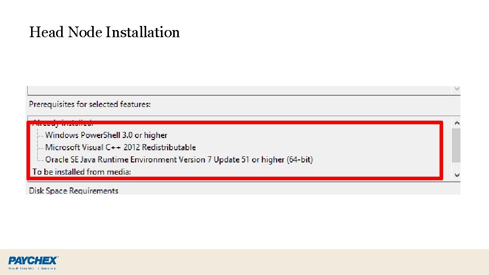 Head Node Installation Head Node Installation