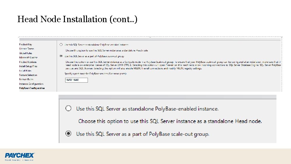Head Node Installation (cont. . ) Head Node Installation (cont. . )