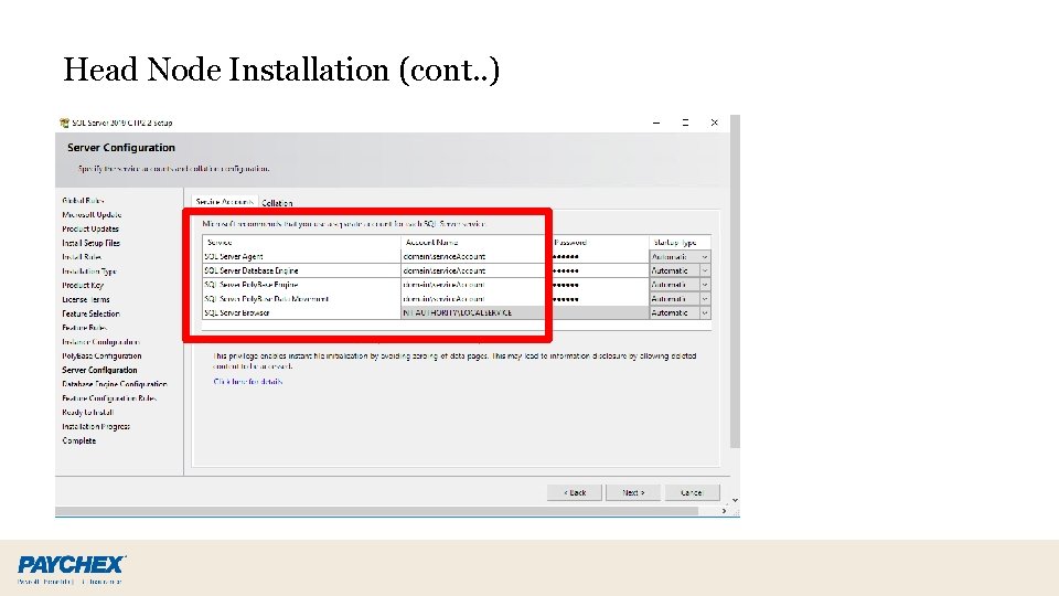 Head Node Installation (cont. . ) Head Node Installation (cont. . )