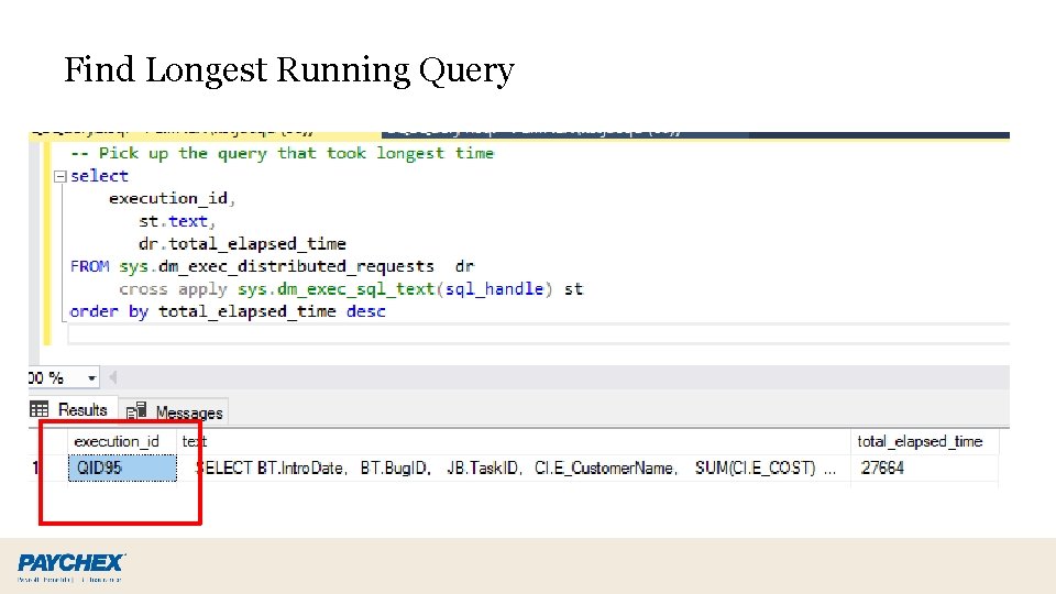 Find Longest Running Query 