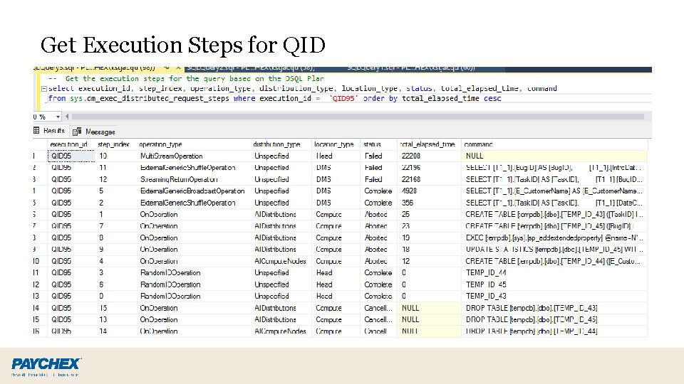 Get Execution Steps for QID Get Execution Steps for QID