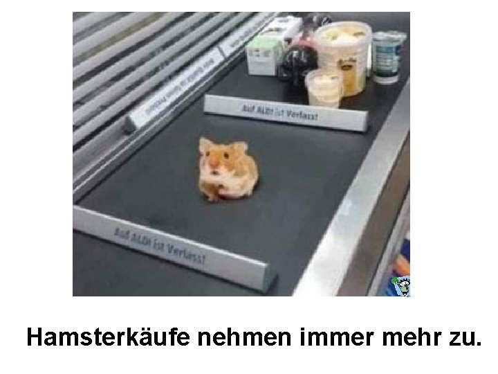  Hamsterkäufe nehmen immer mehr zu. 