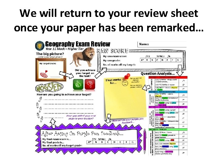 We will return to your review sheet once your paper has been remarked… 