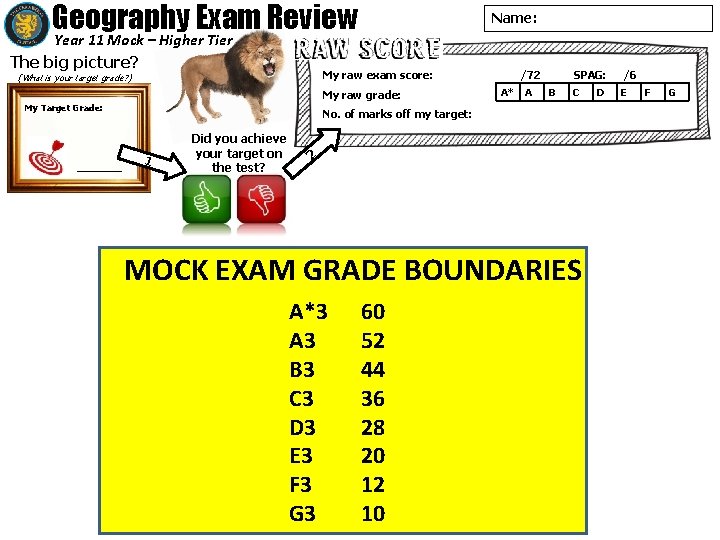 Geography Exam Review Year 11 Mock – Higher Tier The big picture? (What is