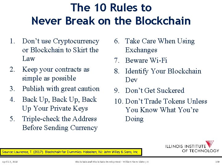 The 10 Rules to Never Break on the Blockchain 1. Don’t use Cryptocurrency or