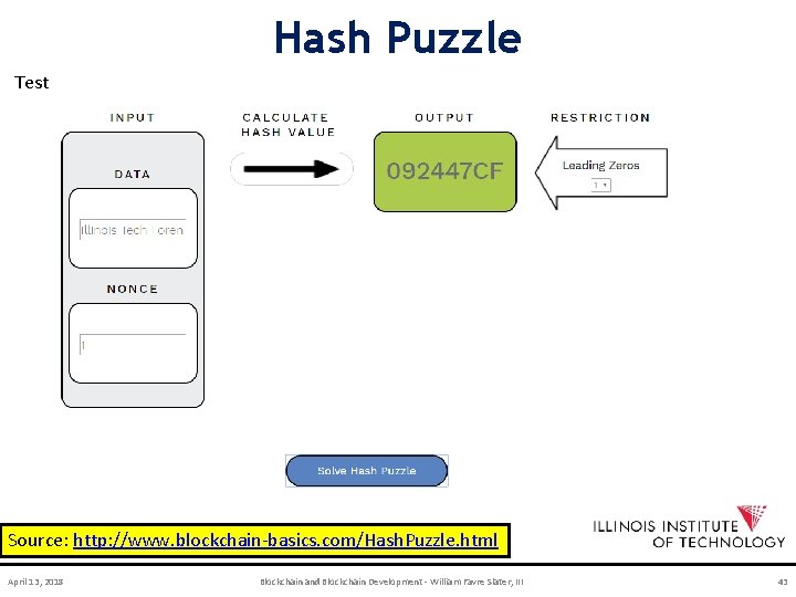 Hash Puzzle Test Source: http: //www. blockchain-basics. com/Hash. Puzzle. html April 13, 2018 Blockchain