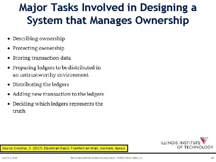 Major Tasks Involved in Designing a System that Manages Ownership Source: Drescher, D. (2017).