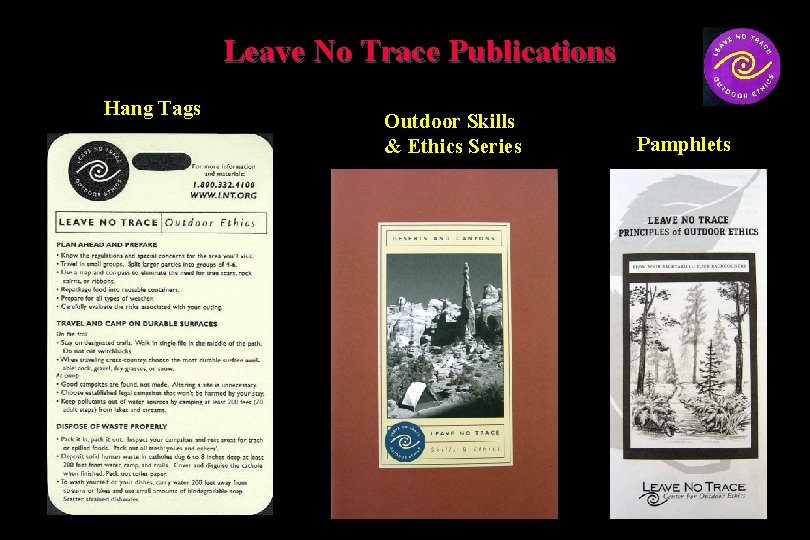 Leave No Trace Publications Hang Tags Outdoor Skills & Ethics Series Pamphlets 