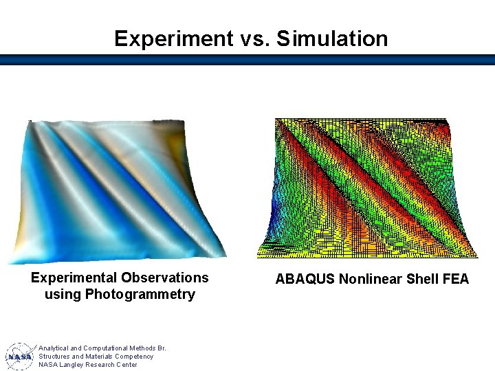 Experiment vs. Simulation Experimental Observations using Photogrammetry Analytical and Computational Methods Br. Structures and