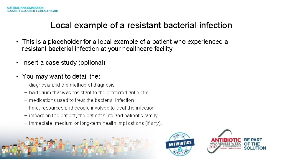 Local example of a resistant bacterial infection • This is a placeholder for a