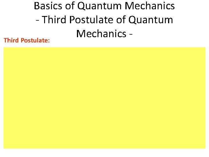 Basics of Quantum Mechanics - Third Postulate of Quantum Mechanics Third Postulate: 