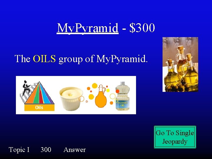 My. Pyramid - $300 The OILS group of My. Pyramid. Go To Single Jeopardy
