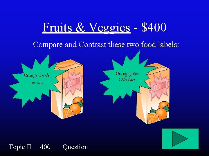 Fruits & Veggies - $400 Compare and Contrast these two food labels: Orange Juice