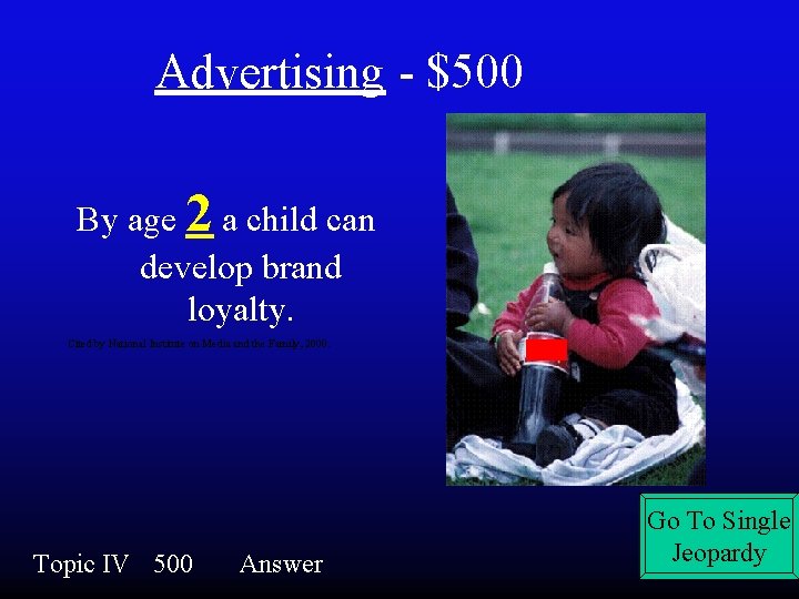 Advertising - $500 By age 2 a child can develop brand loyalty. Cited by