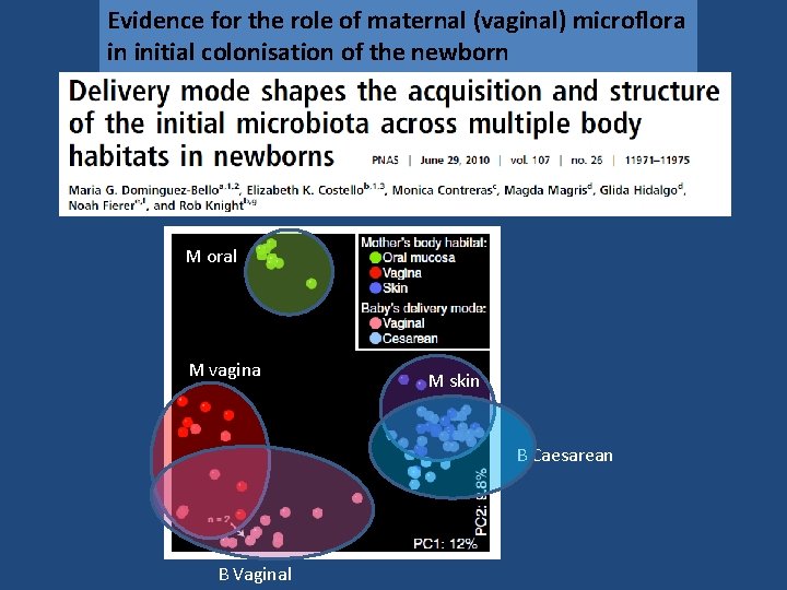 Evidence for the role of maternal (vaginal) microflora in initial colonisation of the newborn
