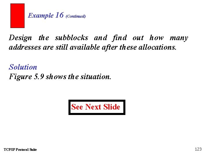 Example 16 (Continued) Design the subblocks and find out how many addresses are still