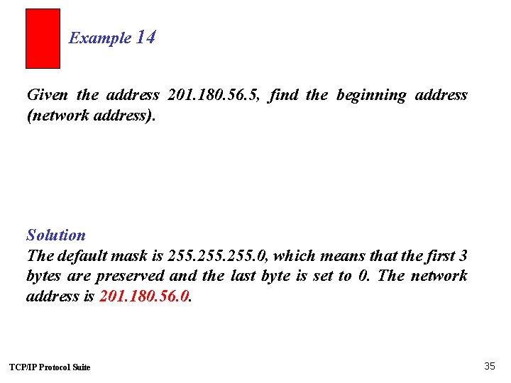 Example 14 Given the address 201. 180. 56. 5, find the beginning address (network