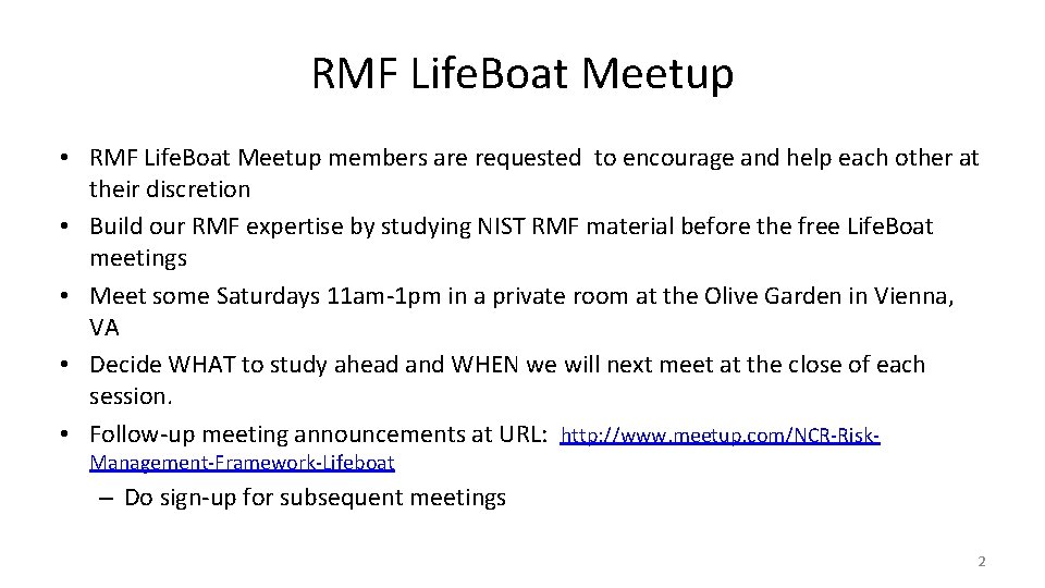 RMF Life. Boat Meetup • RMF Life. Boat Meetup members are requested to encourage