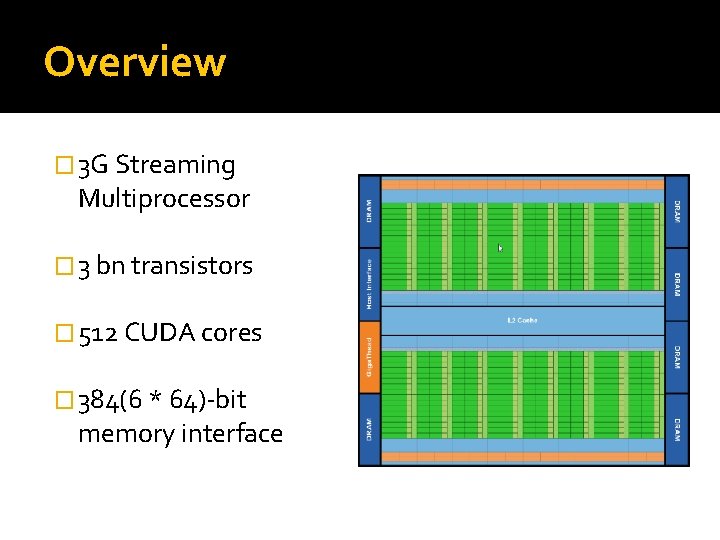 Overview � 3 G Streaming Multiprocessor � 3 bn transistors � 512 CUDA cores