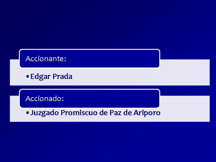 Accionante: • Edgar Prada Accionado: • Juzgado Promiscuo de Paz de Ariporo 