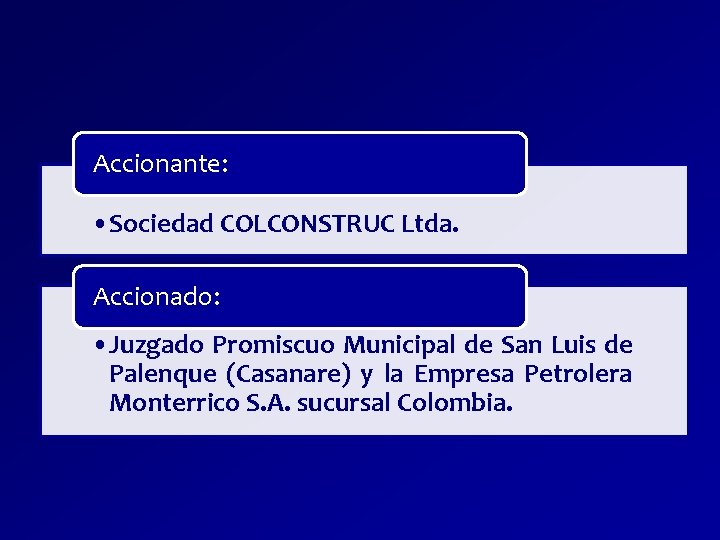 Accionante: • Sociedad COLCONSTRUC Ltda. Accionado: • Juzgado Promiscuo Municipal de San Luis de