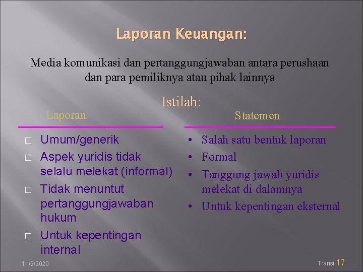 Laporan Keuangan: Media komunikasi dan pertanggungjawaban antara perushaan dan para pemiliknya atau pihak lainnya