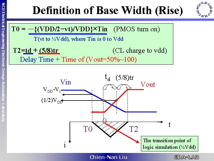 NCU Electrical Engineering Electronic Design Automation Laboratory Definition of Base Width (Rise) T 0