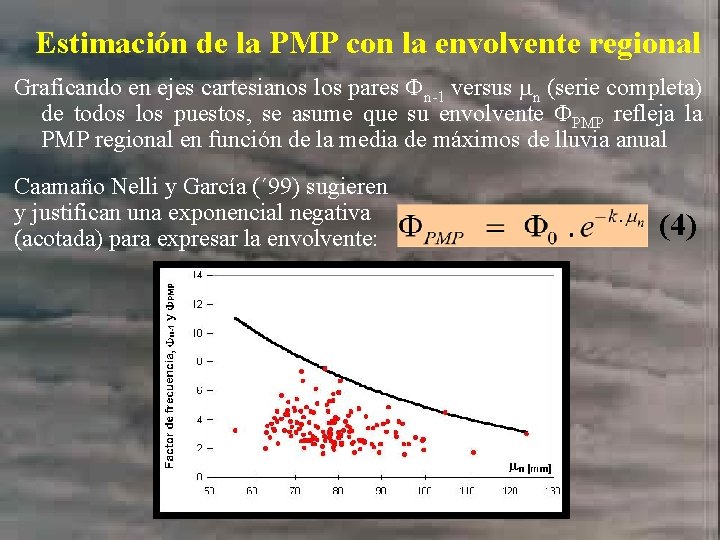 Estimación de la PMP con la envolvente regional Graficando en ejes cartesianos los pares