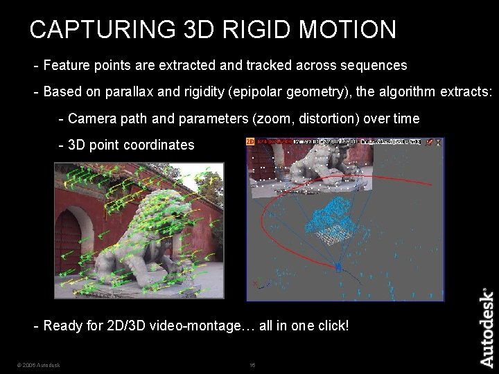 CAPTURING 3 D RIGID MOTION - Feature points are extracted and tracked across sequences