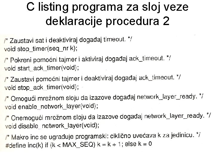 C listing programa za sloj veze deklaracije procedura 2 