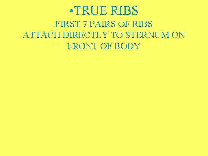  • TRUE RIBS FIRST 7 PAIRS OF RIBS ATTACH DIRECTLY TO STERNUM ON