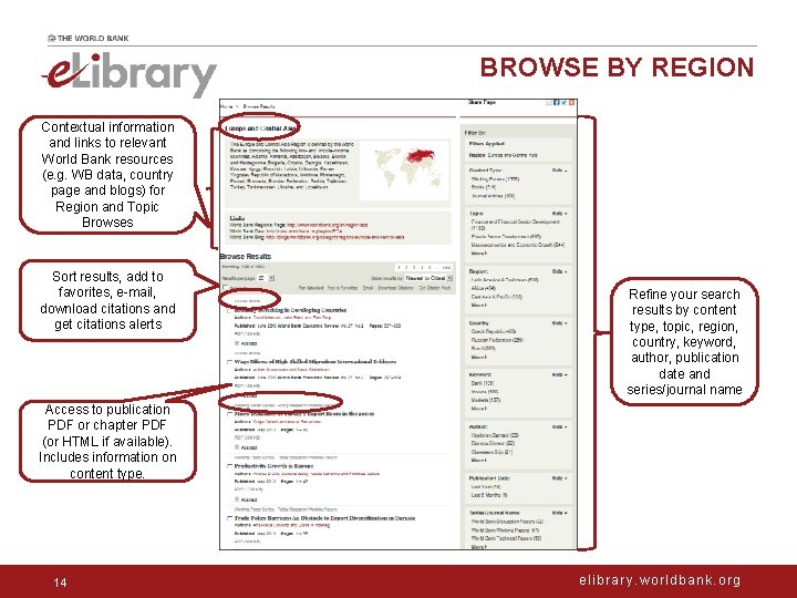 BROWSE BY REGION Contextual information and links to relevant World Bank resources (e. g.
