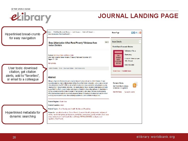 JOURNAL LANDING PAGE Hyperlinked bread-crumb for easy navigation User tools: download citation, get citation